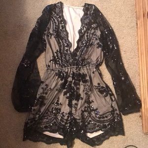 Black Sequin Romper